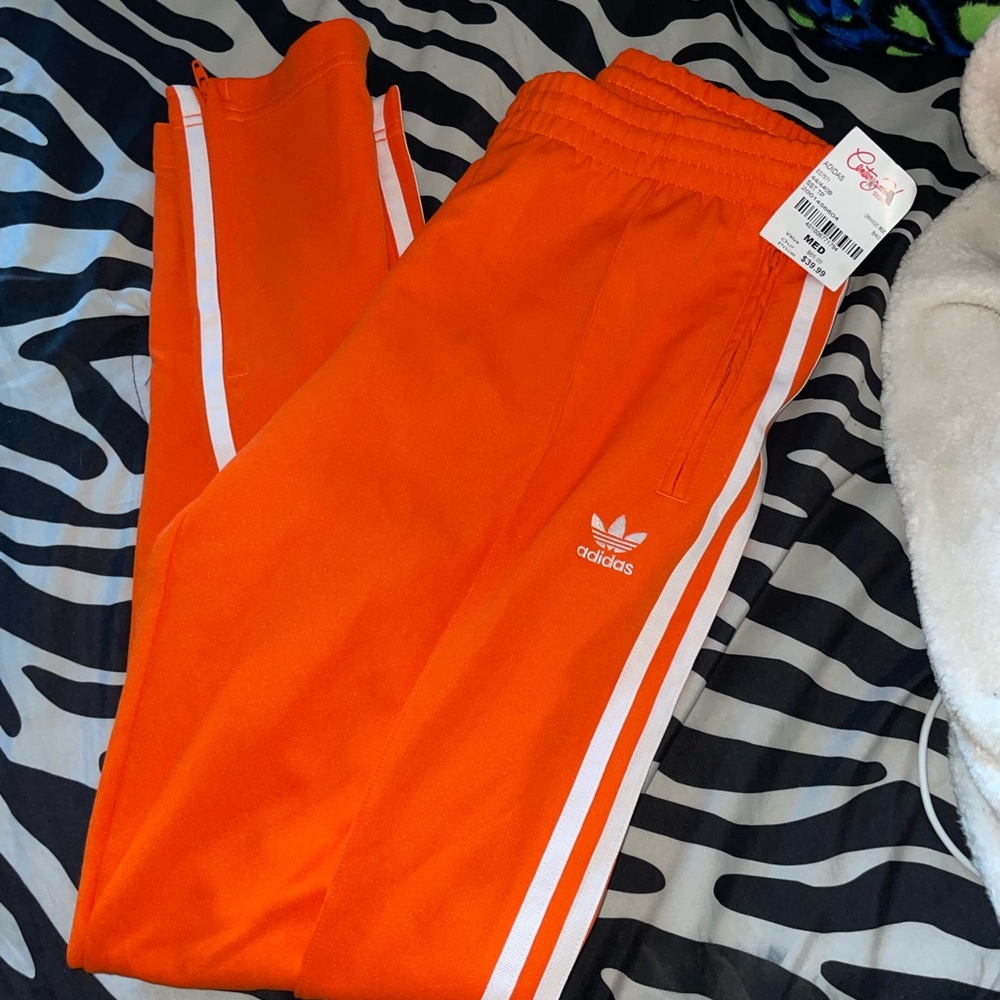 Orange adidas womens track pants